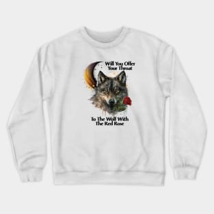 Wolf with Red Rose Crewneck Sweatshirt